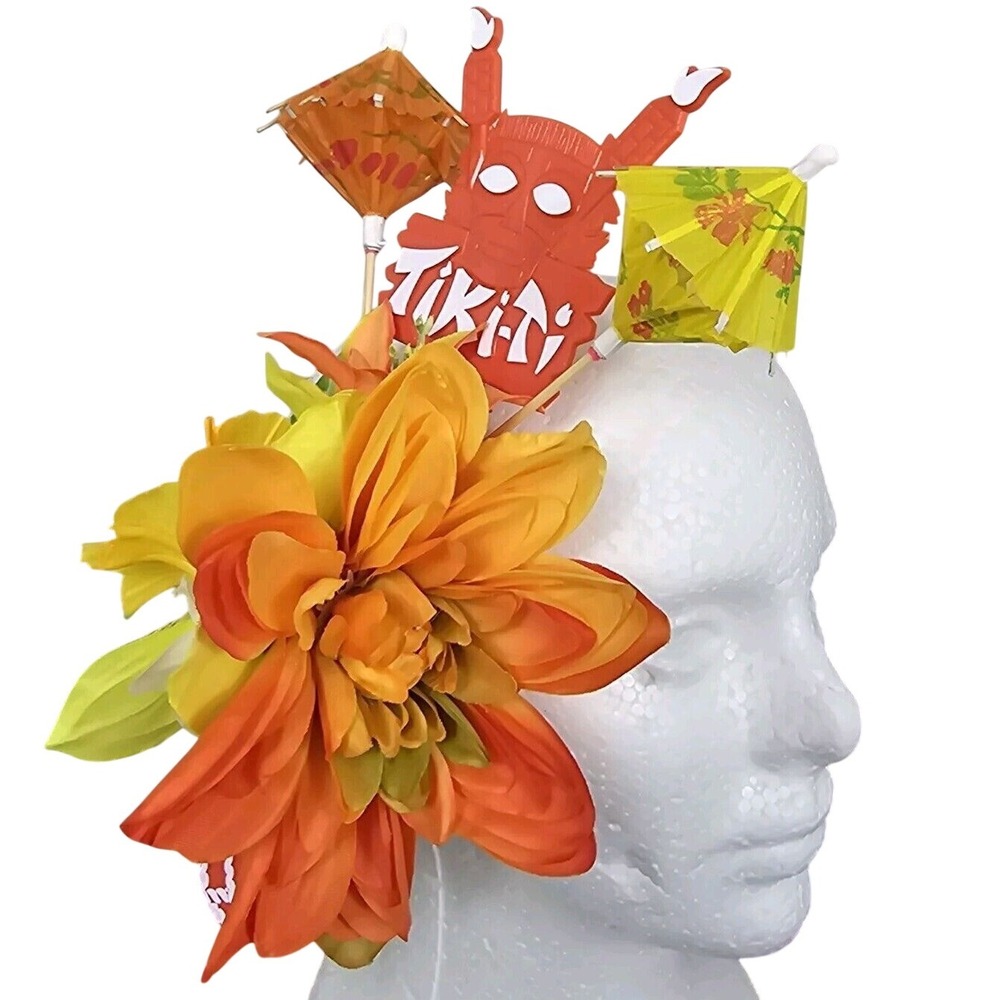 Big Dimensional Yellow Daffodils Dahlia Tiki Ti Swizzle Luau Floral XL Hair Clip